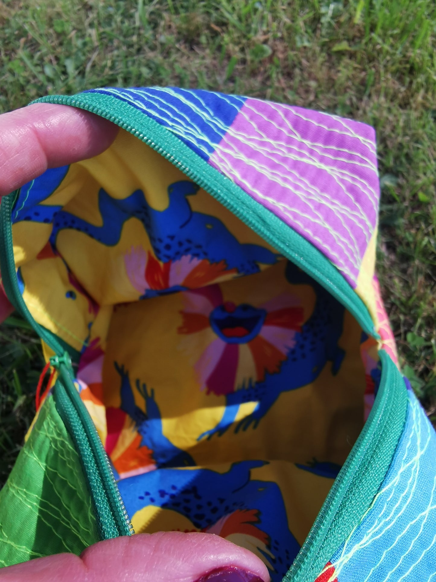 Quilted Patchwork Boxy Pouch - M
