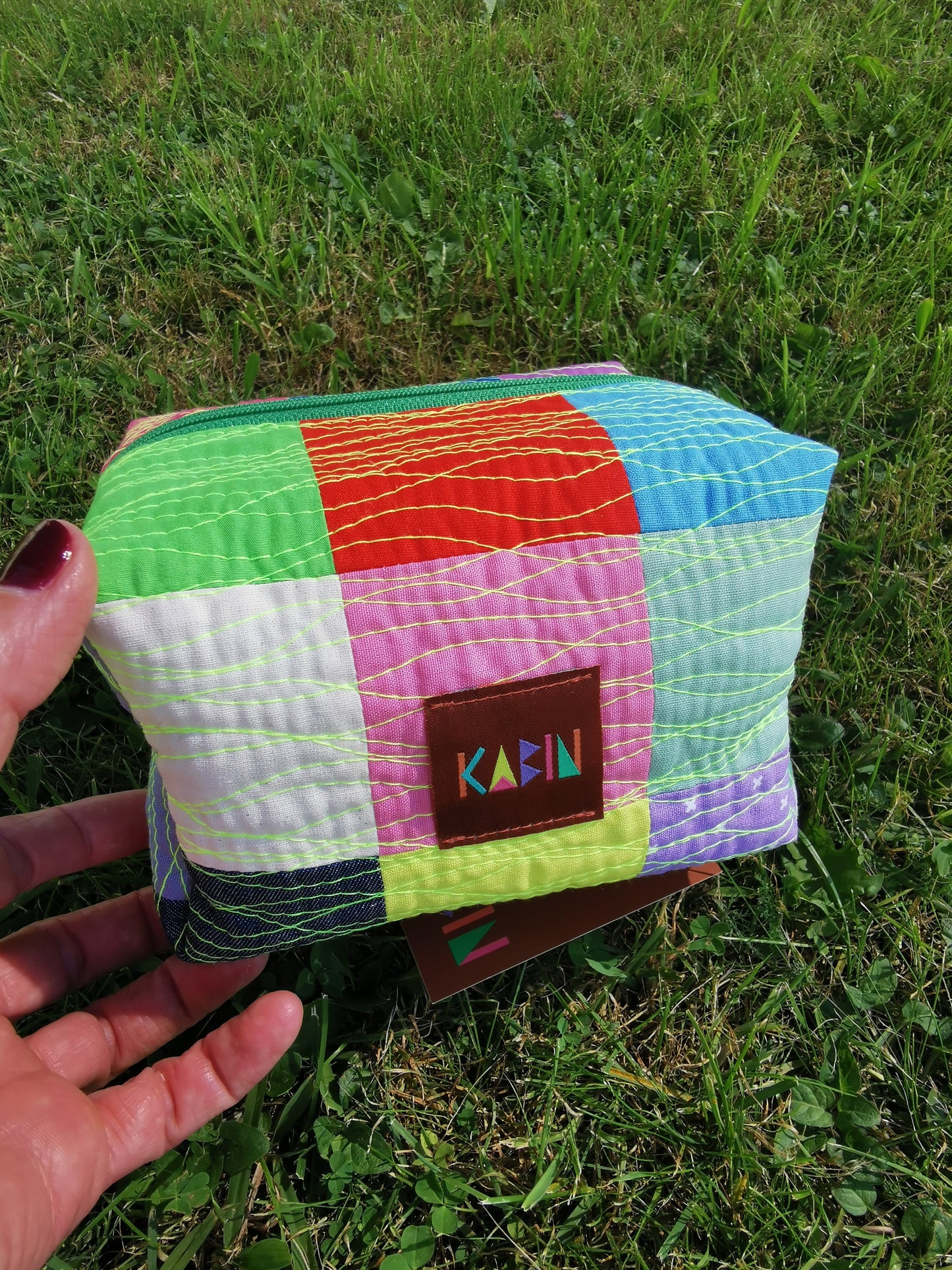 Quilted Patchwork Boxy Pouch - M