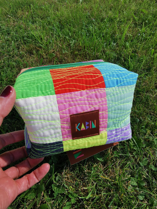 Quilted Patchwork Boxy Pouch - M
