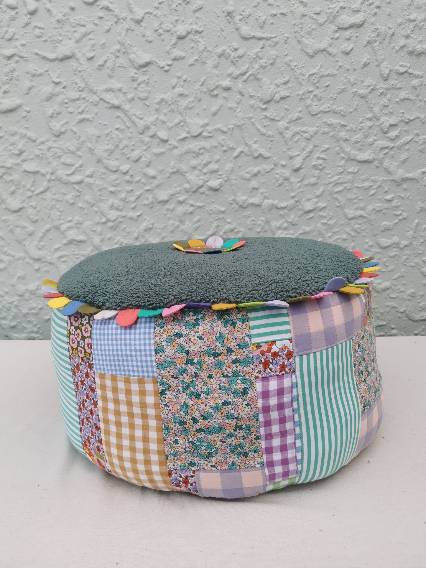 Improv Patchwork Flower Pouffe