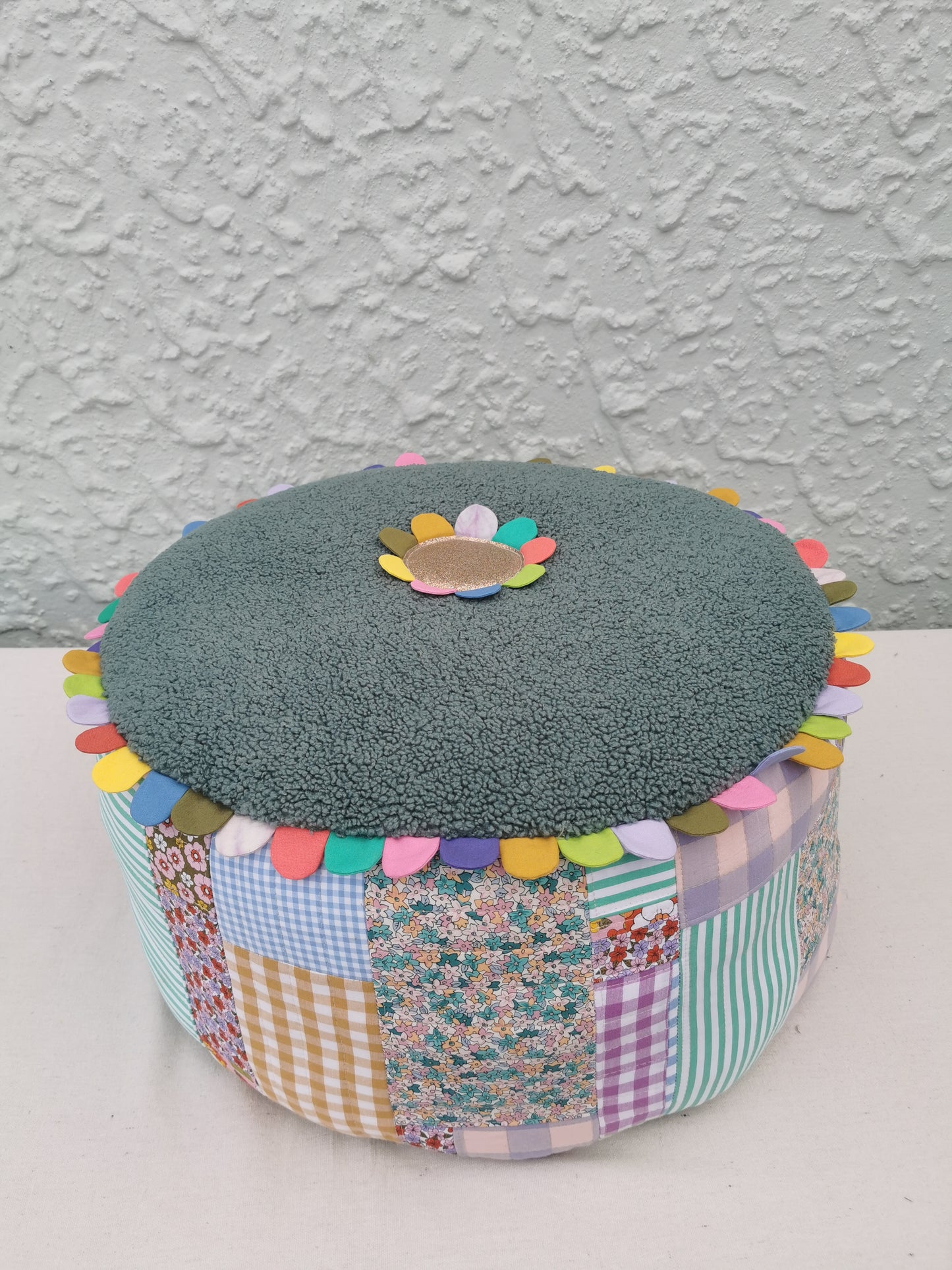 Improv Patchwork Flower Pouffe