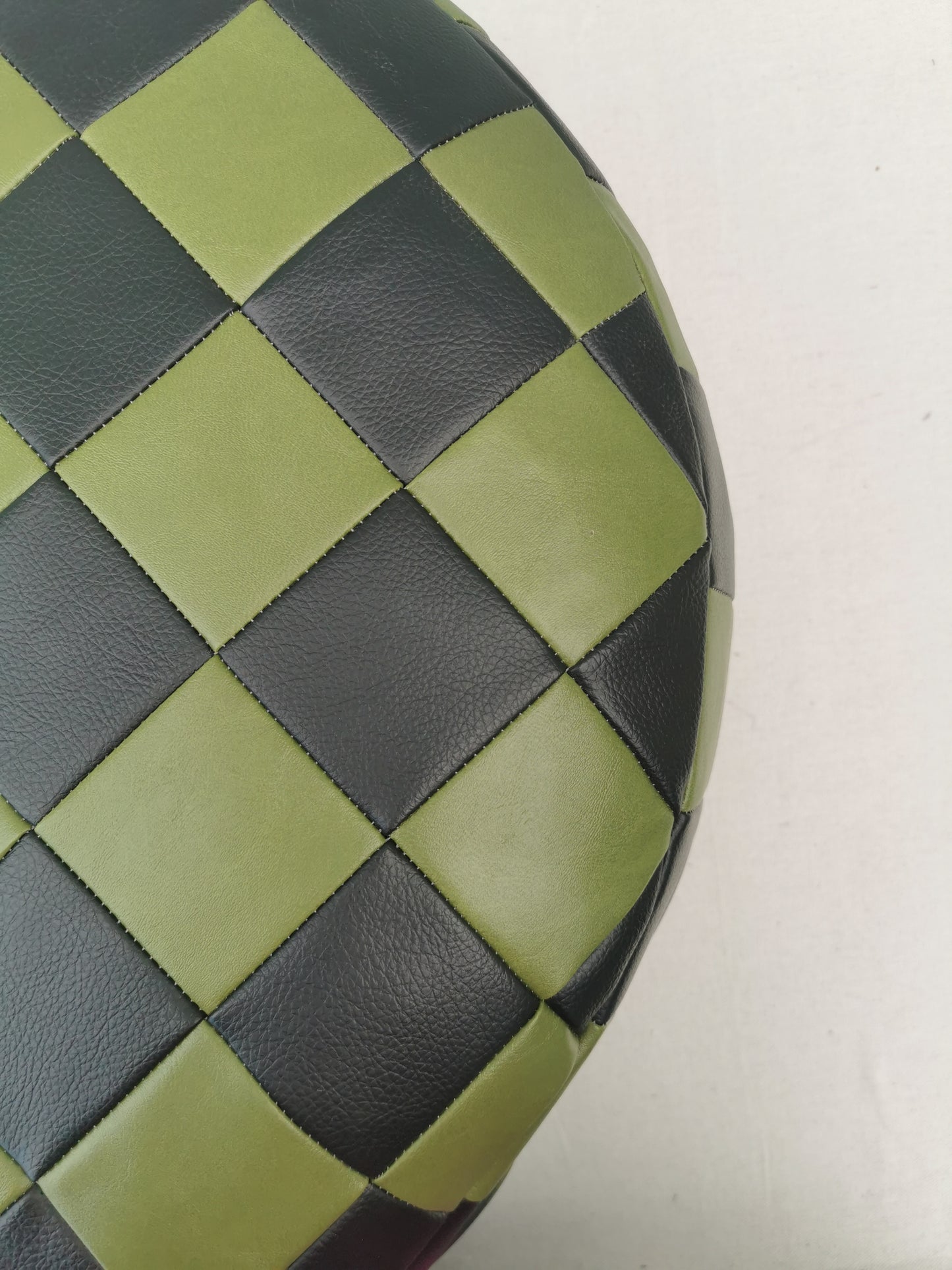 Checkered Patchwork Vinyl Pouffe