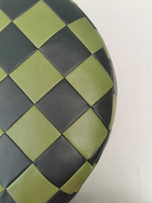 Checkered Patchwork Vinyl Pouffe