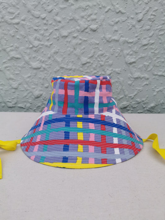 SUN HAT - Size L - Purple Check