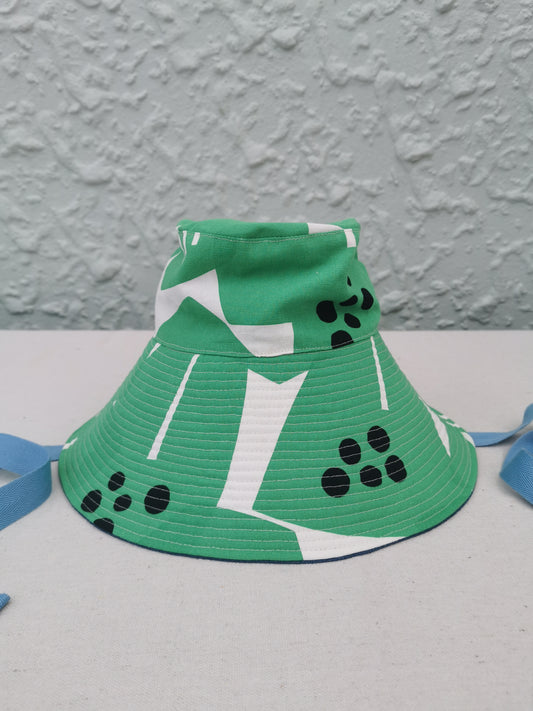 SUN HAT - Size XS - Green with Denim