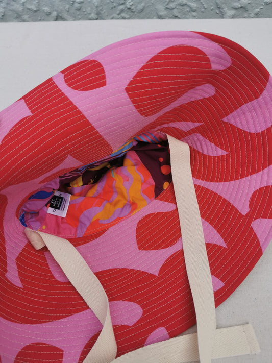 SUN HAT - Size XS - Purple Check with Red