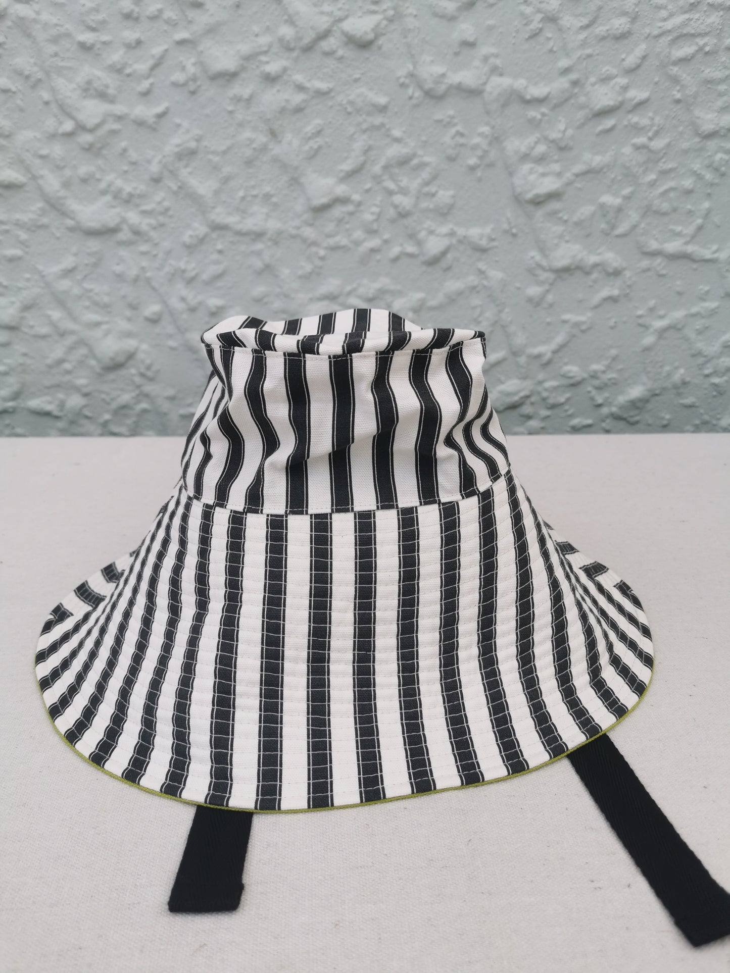 SUN HAT - Size XS - Black and White Striped