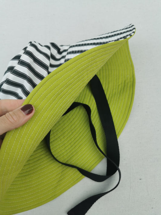 SUN HAT - Size XS - Black and White Striped