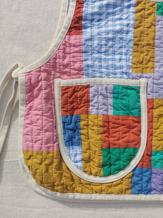 QUILTED VEST - Size XS - Improv Patchwork with Side Ties
