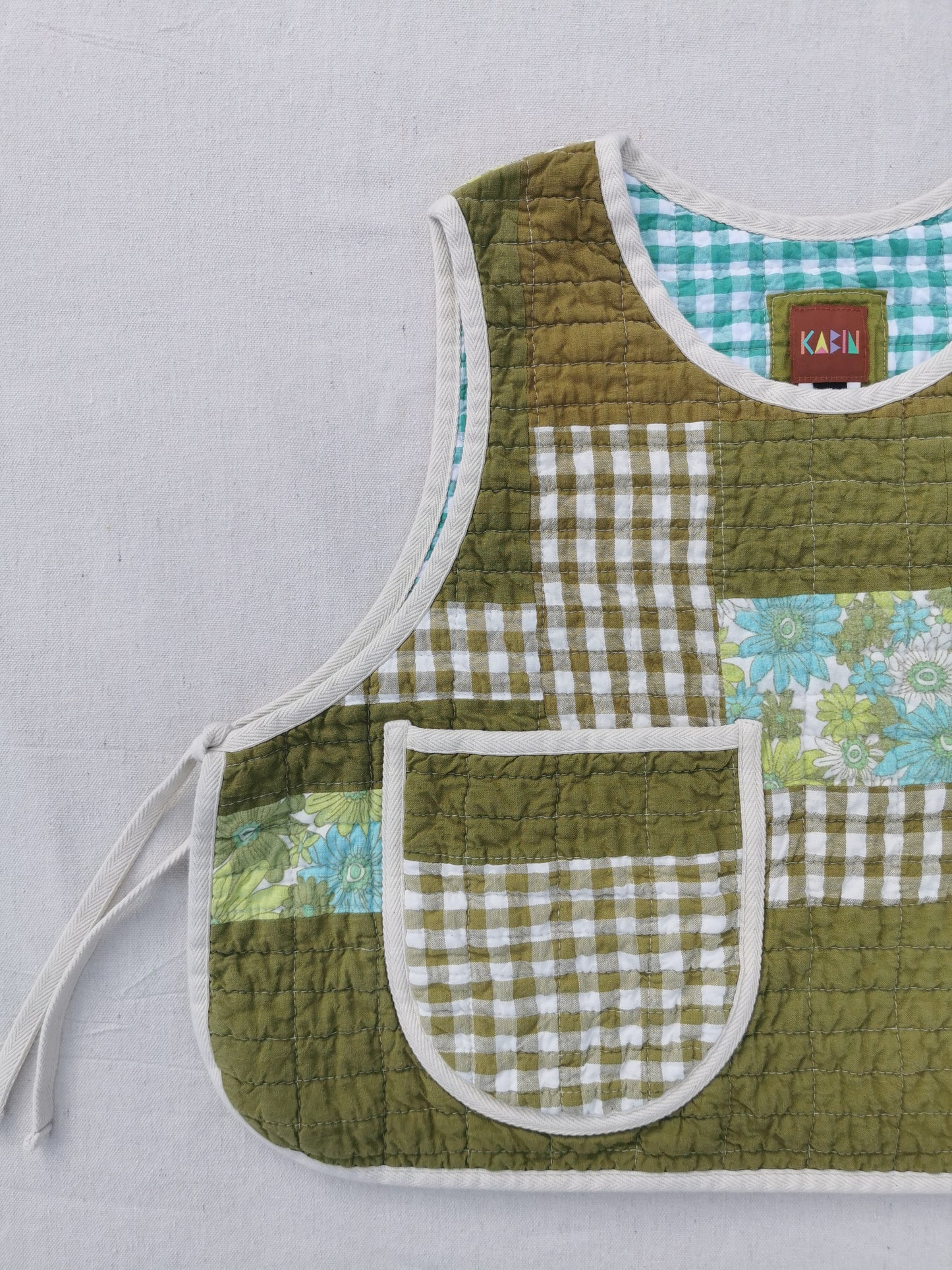 QUILTED VEST - Size XL - Improv Patchwork with Side Ties