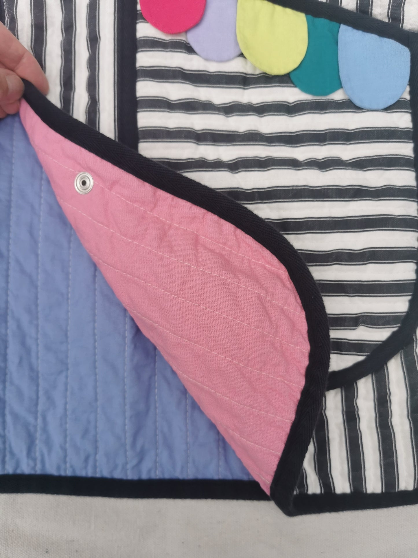 QUILTED JACKET - Size XS - Striped with pocket petals and flower on back