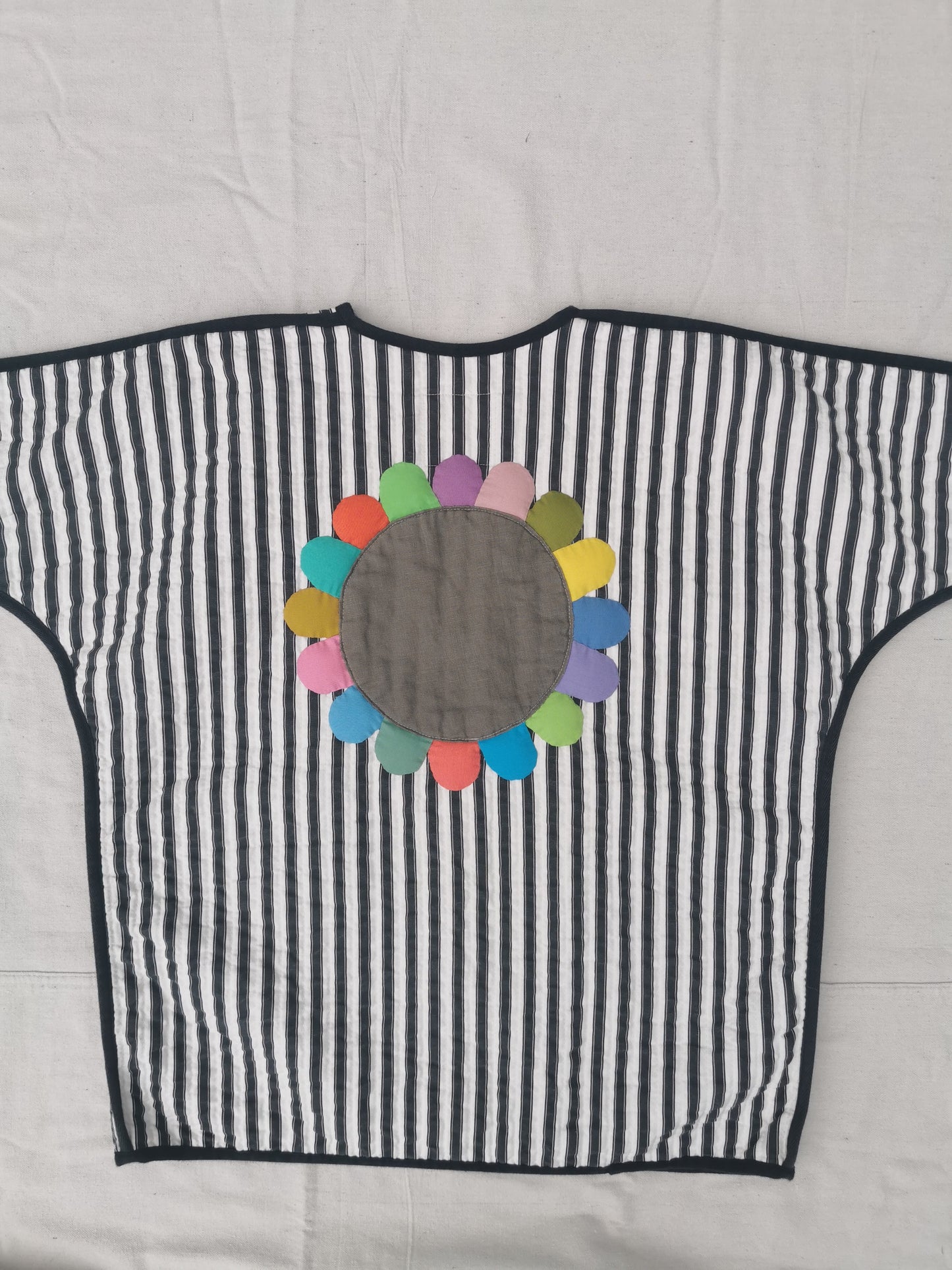 QUILTED JACKET - Size XS - Striped with pocket petals and flower on back