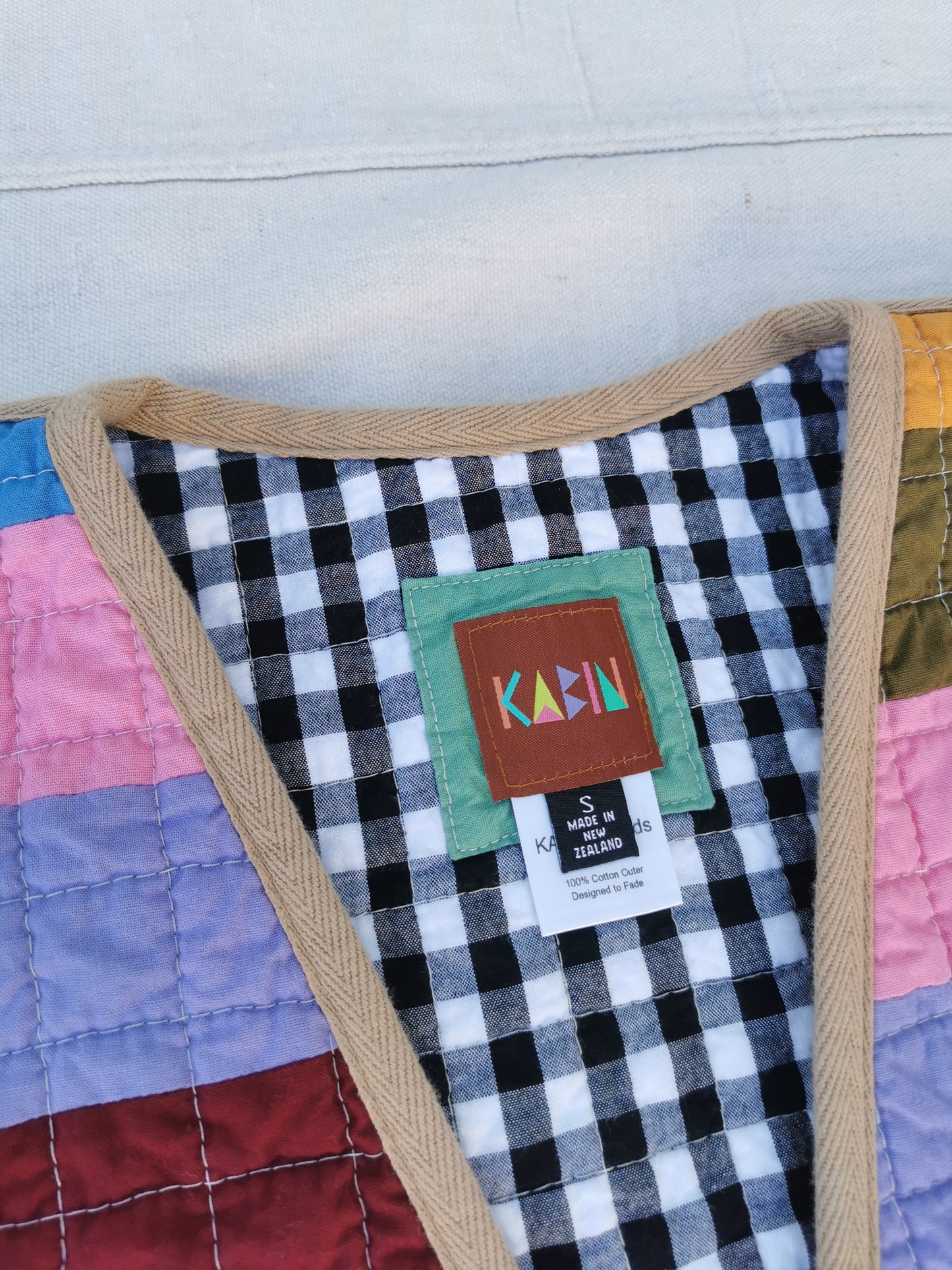 QUILT COAT - Size S - Patchwork Quilted Cotton with Gingham Lining