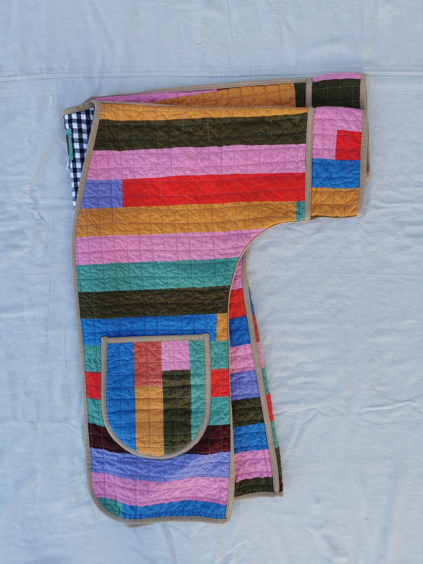 QUILT COAT - Size S - Patchwork Quilted Cotton with Gingham Lining