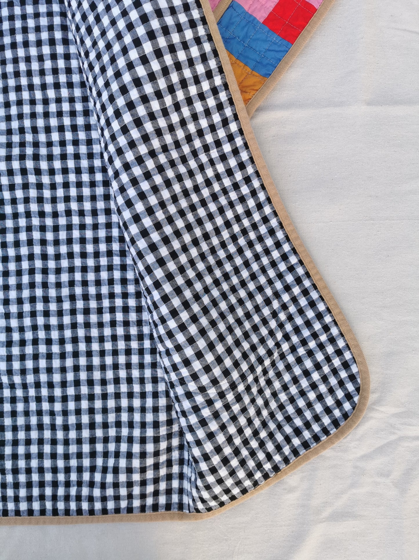 QUILT COAT - Size S - Patchwork Quilted Cotton with Gingham Lining