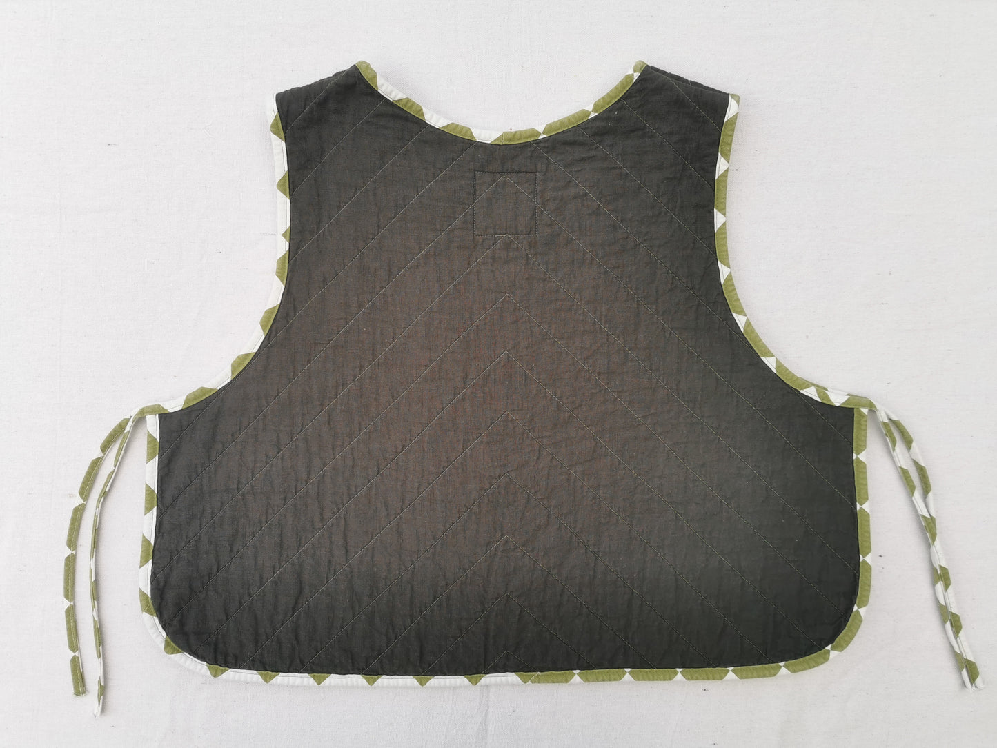 12/12 QUILTED ART VEST - Size XL - Improv Patchwork with Side Ties