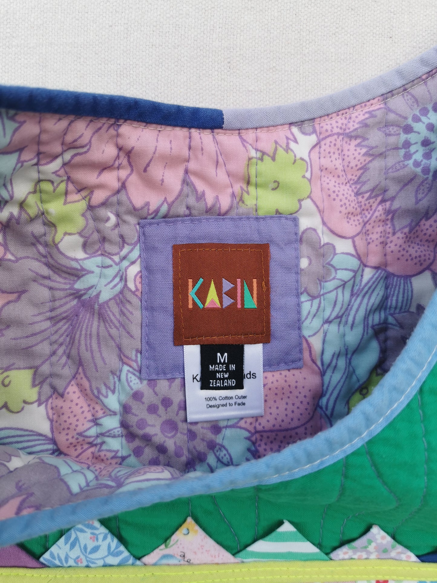11/12 QUILTED ART VEST - Size M - Improv Patchwork with Side Ties