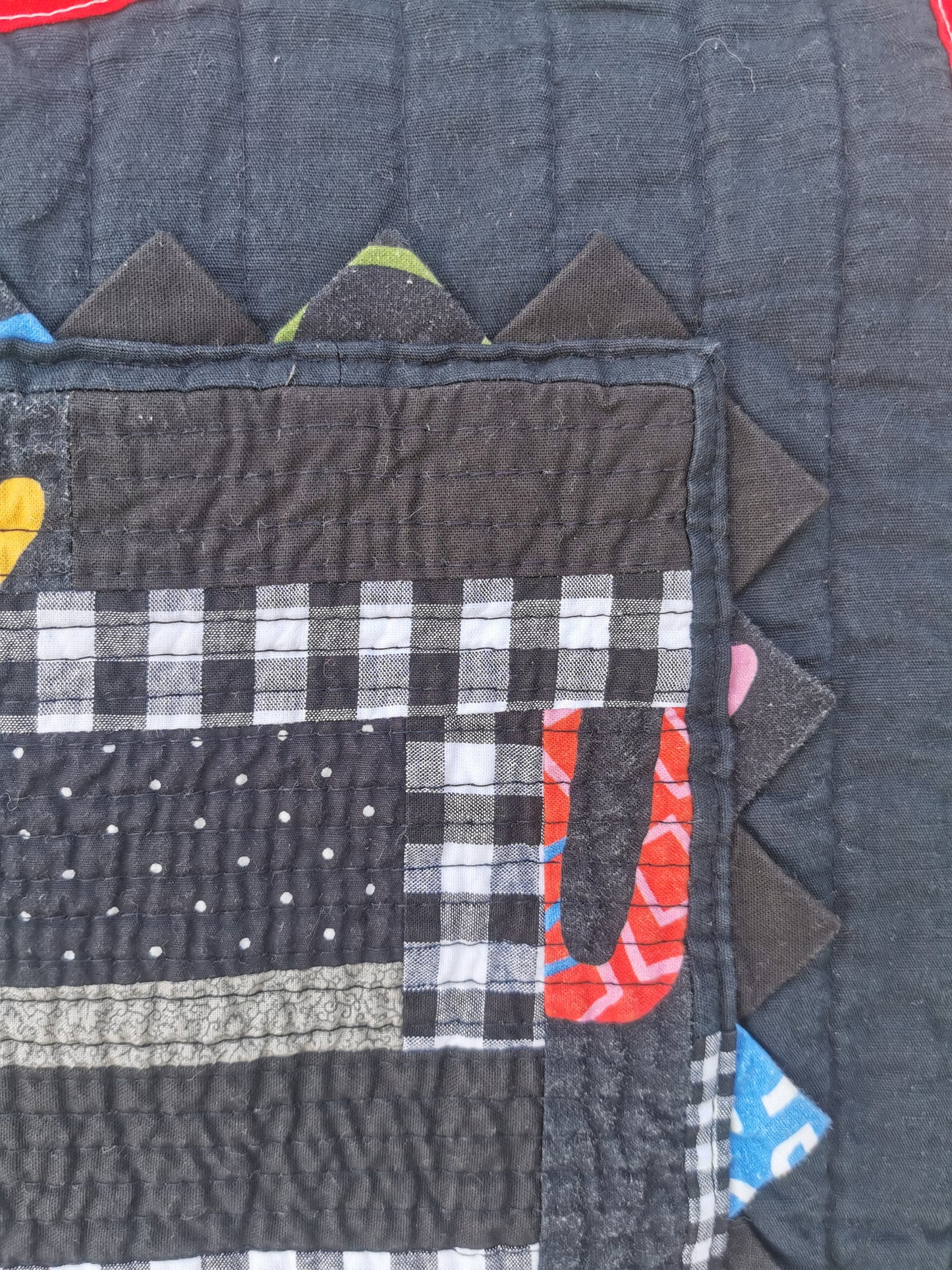 10/12 QUILTED ART VEST - Size L - Improv Patchwork with Side Ties