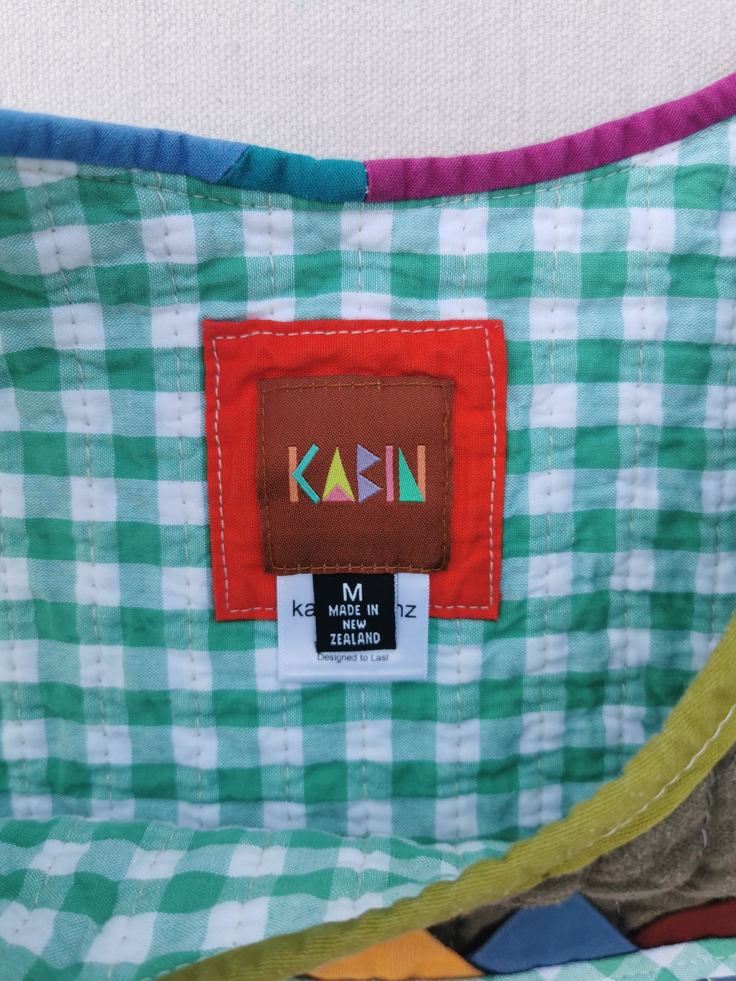 9/12 QUILTED ART VEST - Size  M - Improv Patchwork with Side Ties