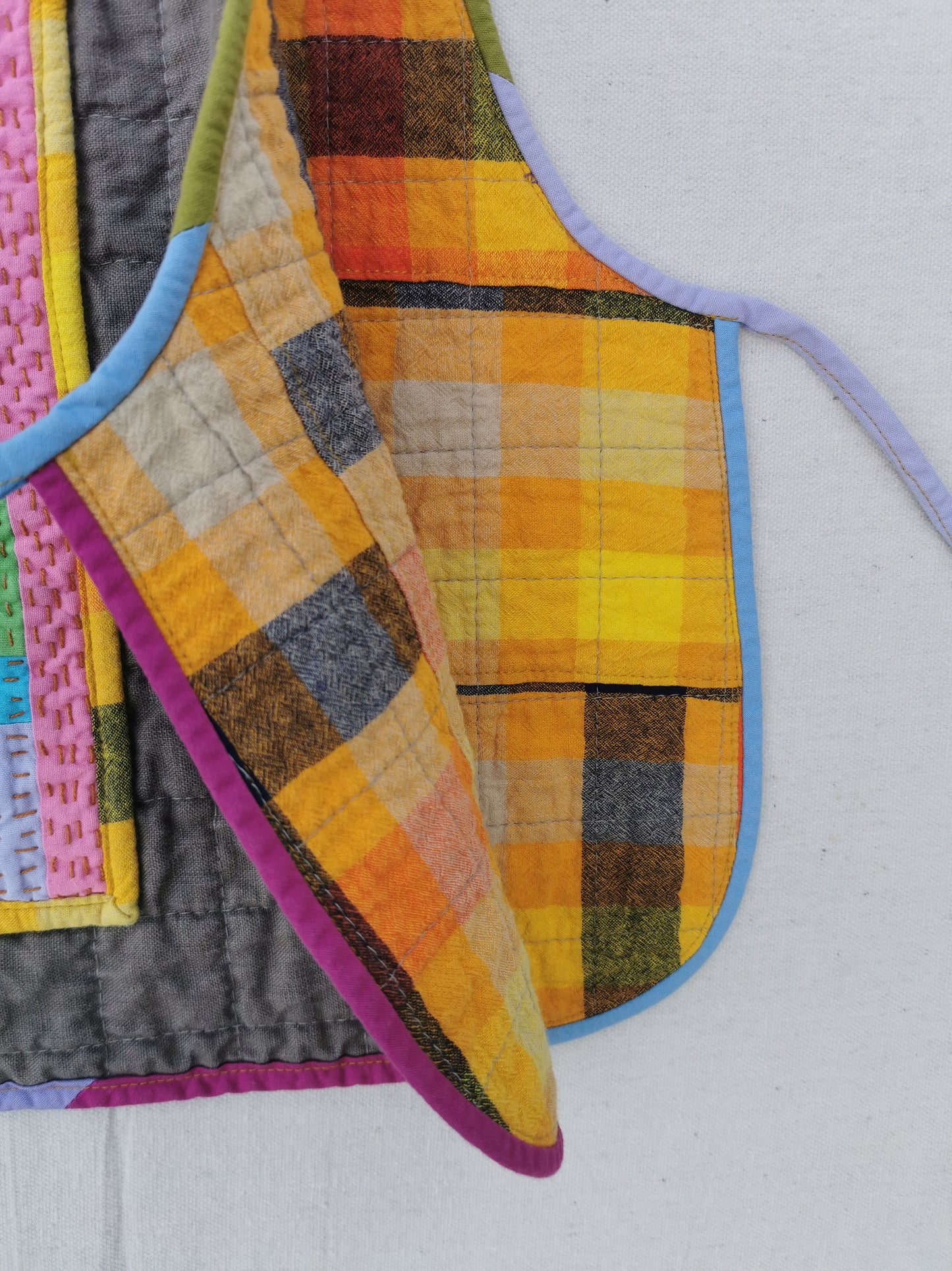 8/12 QUILTED ART VEST - Size  XS - Improv Patchwork with Side Ties