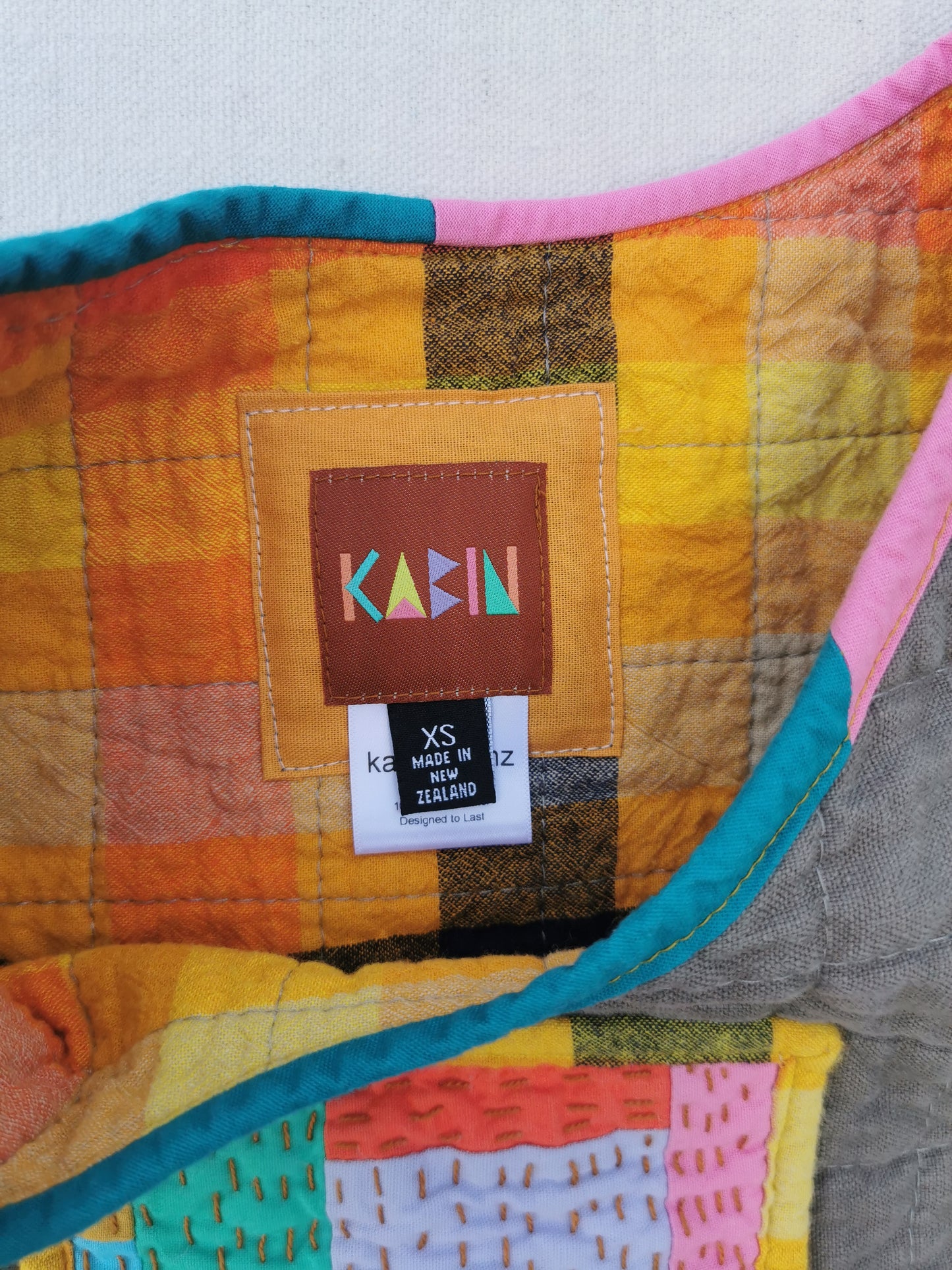 8/12 QUILTED ART VEST - Size  XS - Improv Patchwork with Side Ties