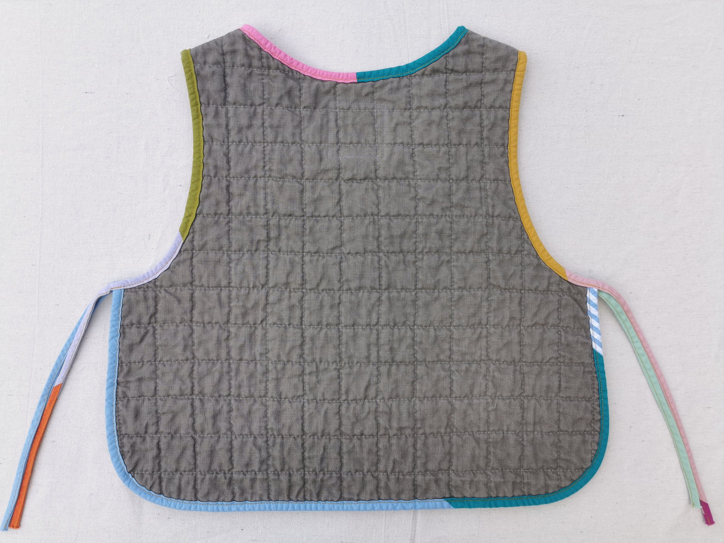 8/12 QUILTED ART VEST - Size  XS - Improv Patchwork with Side Ties