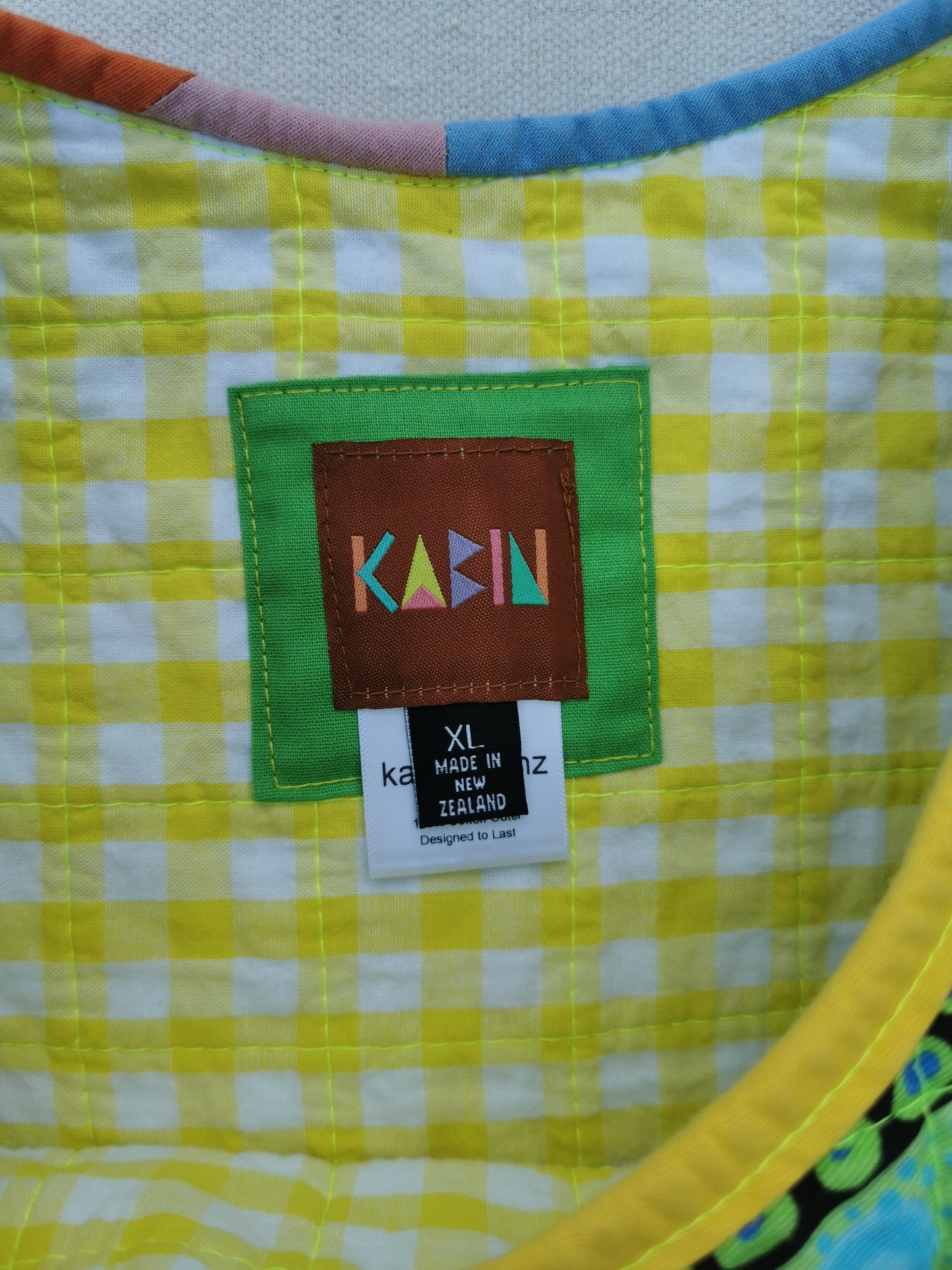 6/12 QUILTED ART VEST - Size  XL - Improv Patchwork with Side Ties