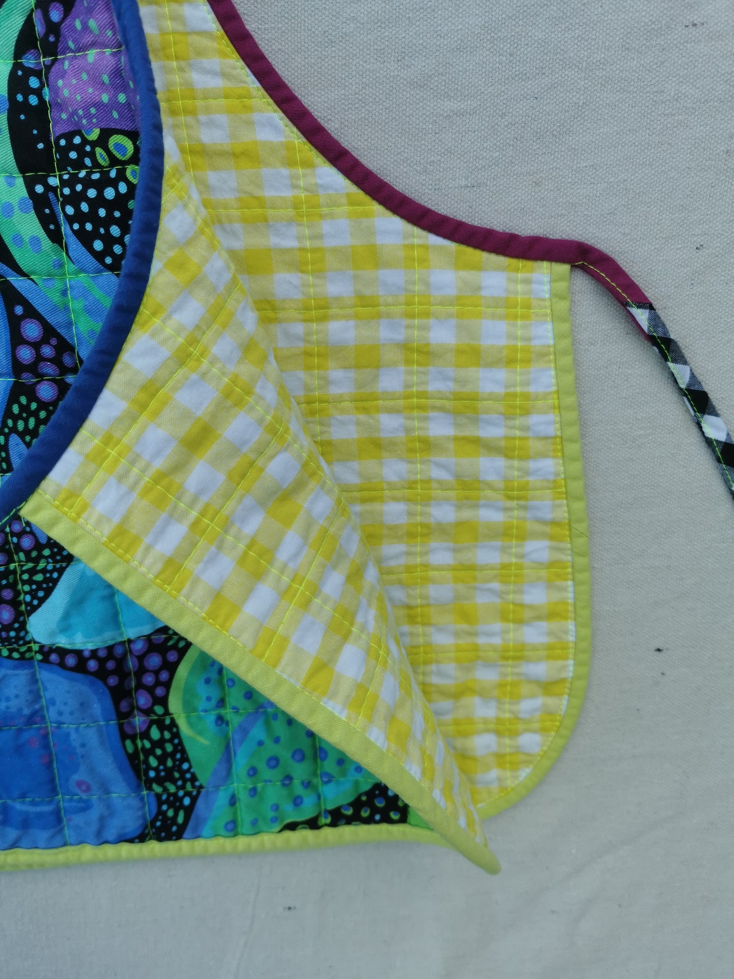 6/12 QUILTED ART VEST - Size  XL - Improv Patchwork with Side Ties