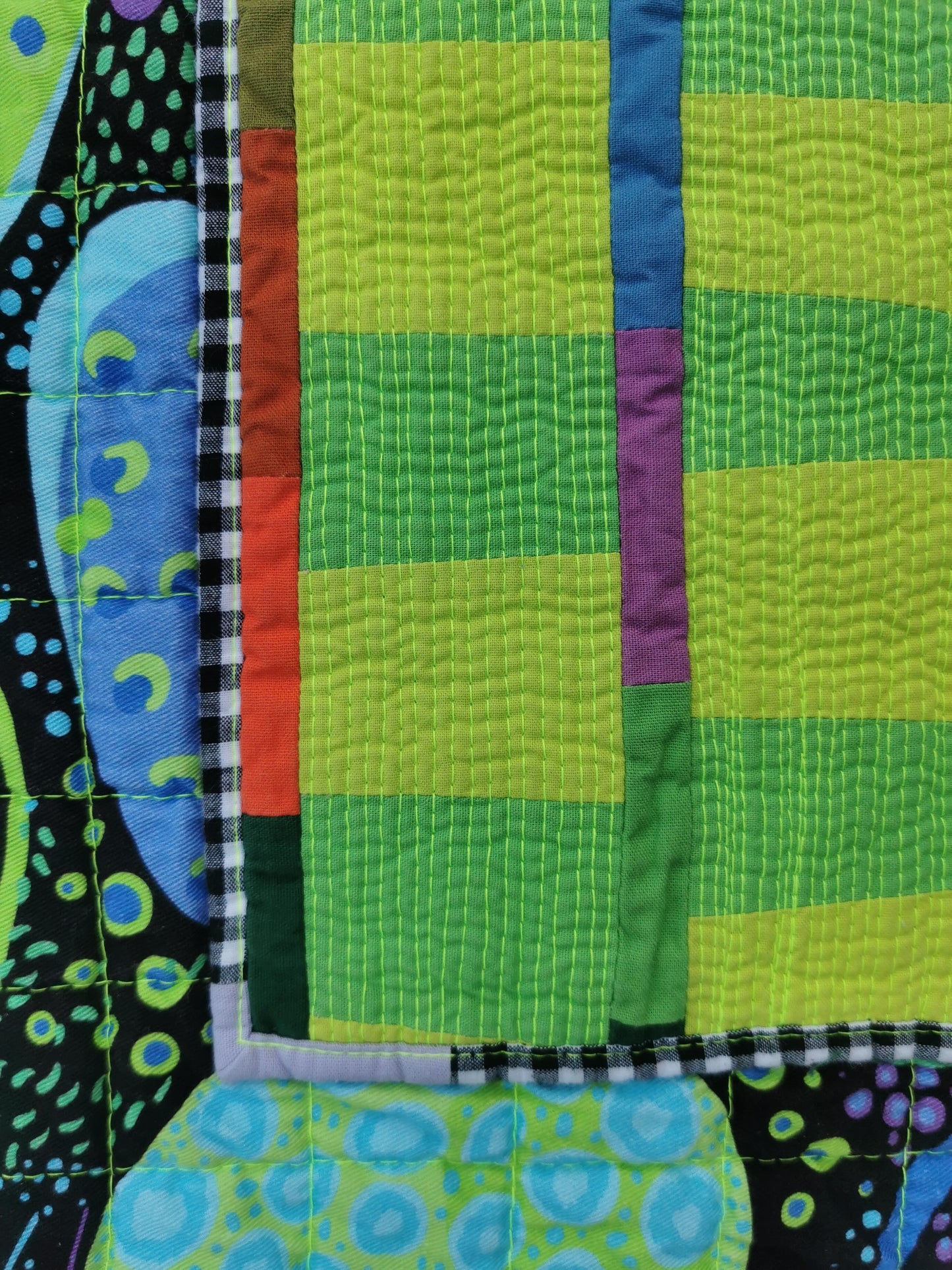 6/12 QUILTED ART VEST - Size  XL - Improv Patchwork with Side Ties