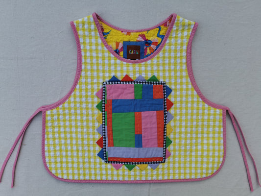 5/12 QUILTED ART VEST - Size S - Improv Patchwork with Side Ties