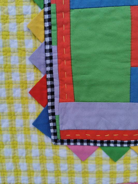 5/12 QUILTED ART VEST - Size S - Improv Patchwork with Side Ties
