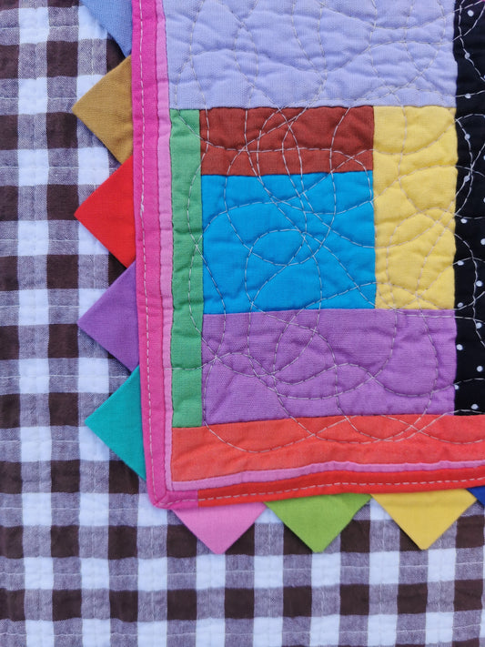 4/12 QUILTED ART VEST - Size XS - Improv Patchwork with Side Ties