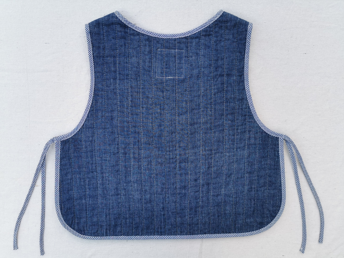 3/12 QUILTED ART VEST - Size XS - Denim with Tapestry Quilt and Side Ties