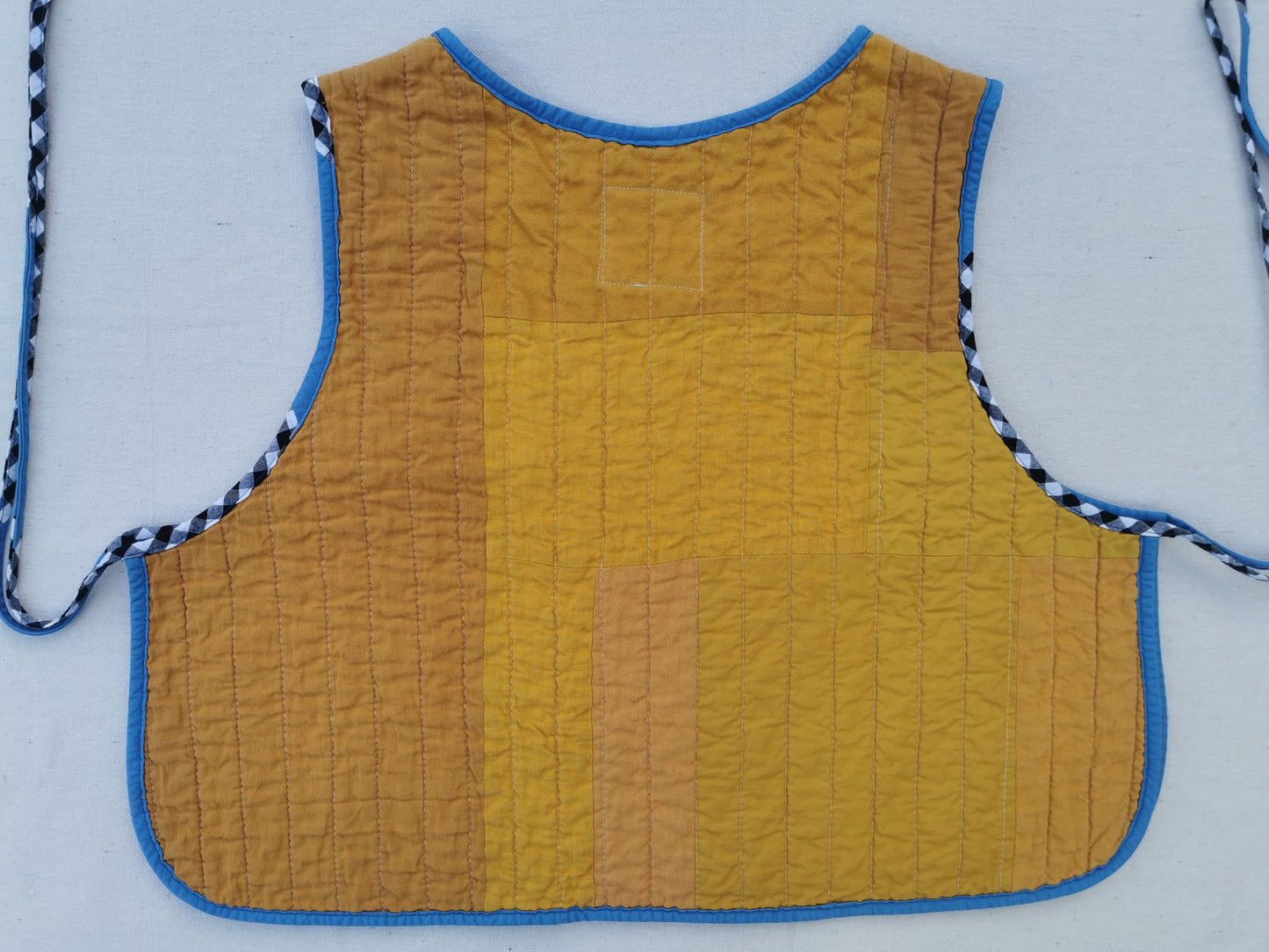 2/12 QUILTED ART VEST - Size L - Improv Patchwork with Side Ties