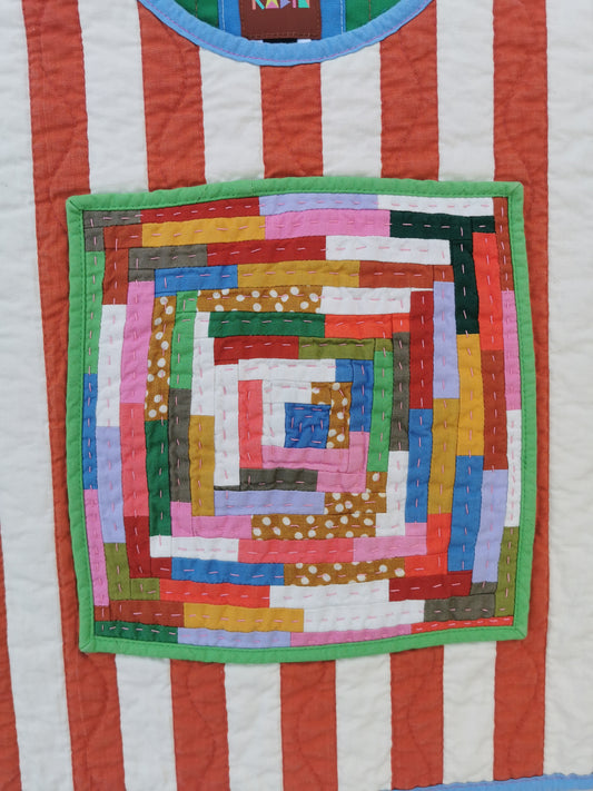 1/12 QUILTED ART VEST - Size S - Improv Patchwork with Side Ties