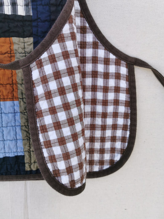 QUILTED VEST - Size S - Improv Patchwork with Side Ties