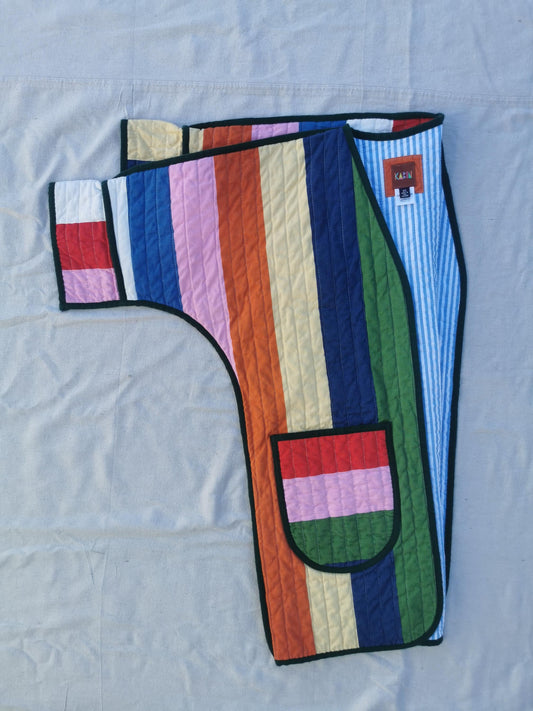 QUILT COAT - Size XS - Bold Stripes with Mini Stripe Lining
