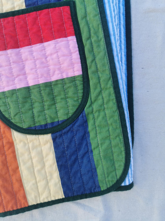 QUILT COAT - Size XS - Bold Stripes with Mini Stripe Lining