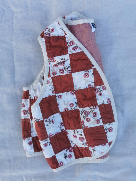 QUILTED VEST - Size XS - Floral Patchwork