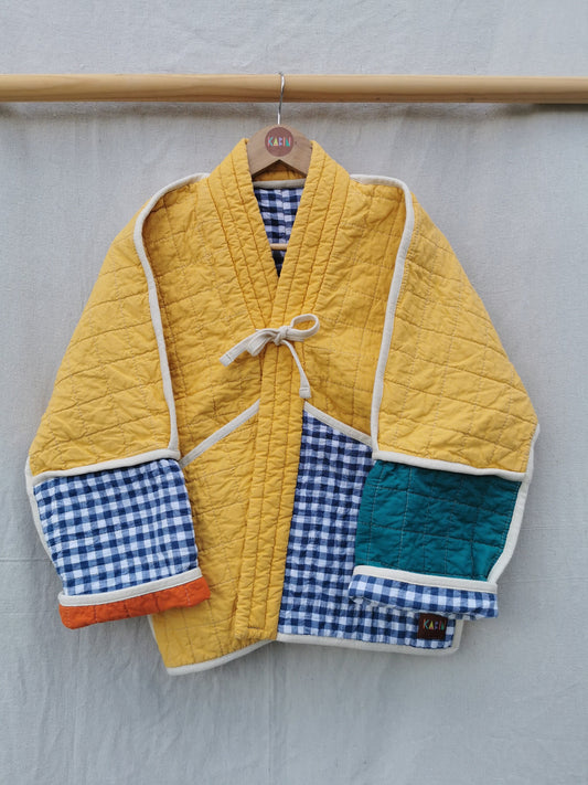 QUILTED JACKET - Size M - Quilted Colourblock