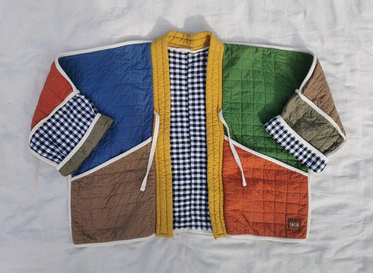 QUILTED JACKET - Size XL - Patchwork Colourblock